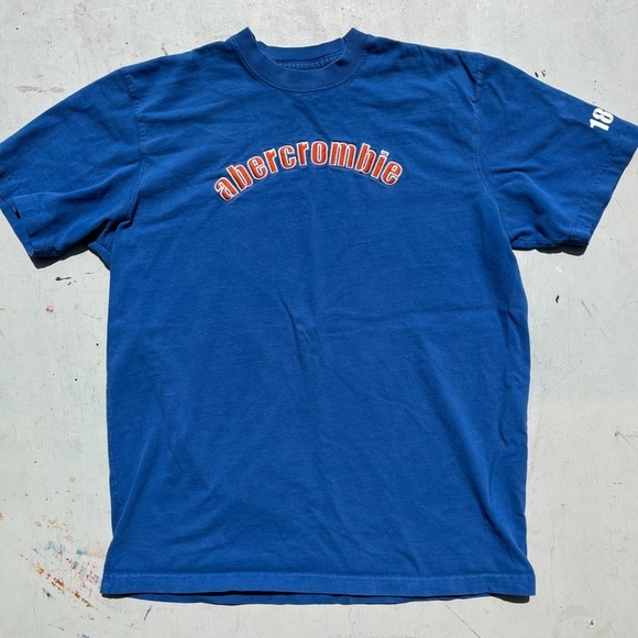 Men's Vintage Abercrombie T-Shirt Blue Spell-Out XL Preppy Y2K 90s Collegiate - Picture 1 of 12